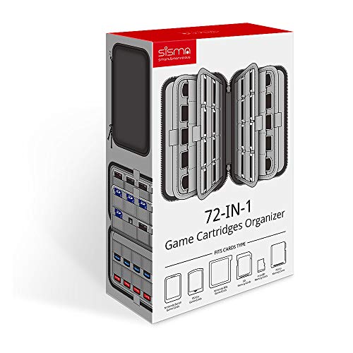 sisma 72 Game Case Compatible with Nintendo Game Cartridges Fits 40 Switch Games & 32 DS 3DS Games, Game Card Holders Organizer Storage Bag - color: Black 40+32 Slots