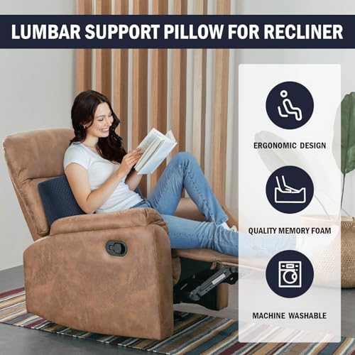 HOMBYS Lumbar Support Pillow for Recliner Chair, Memory Foam Back Support Cushion for Elderly,Extra Large Lumbar Support Pillow,Thick Backrest for Home Reading (Navy Blue, 20“x13.5"x5") - color: Navy Blue, size: 20“x13.5"x5"