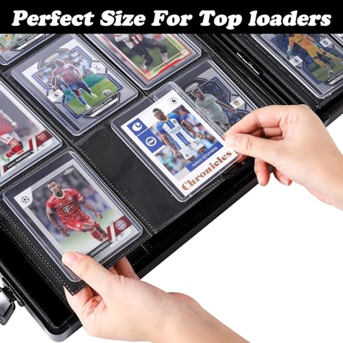 Azamou Toploader Binder for Trading Cards, Hard Cases, Holds 216 Toploaders, 9 Pocket Sleeves for 3" x 4" Cards (Gray 216-Toploaders) - color: Gray 216-Toploaders