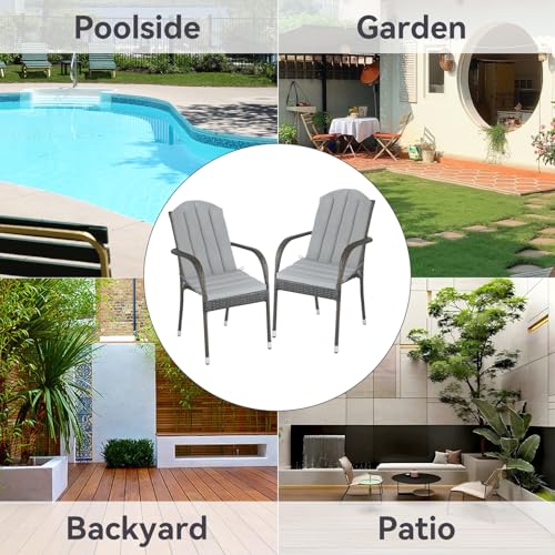Adirondack Chair Cushion Set of 2 Indoor Outdoor Furniture Cushions Rocking Chair Cushions with Straps Replacement Folding Patio Chair Pad,19.7x18.9x1.5 Inch(Grey) - color: Grey