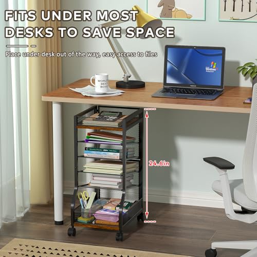 keomaisyto 6-Tier Standing File Organizer for Office Organization, Under Desk File Holder with Sliding Mesh Paper Letter Trays, Slim Rolling File Cart with Wheels for Home/Office/Study - style: Classic