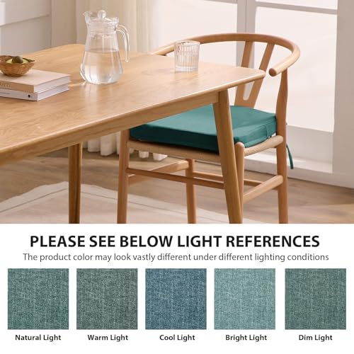 Ruqmuis Chair Cushions for Dining Chairs, 2" Thick Seat Cushions for Kitchen Chairs, D-Shaped Chair Pads with Washable Cover, Ties and Non Slip Backing, 17'' x 16'', Set of 6, Green - color: Green, size: 6 Count(Pack of 1)