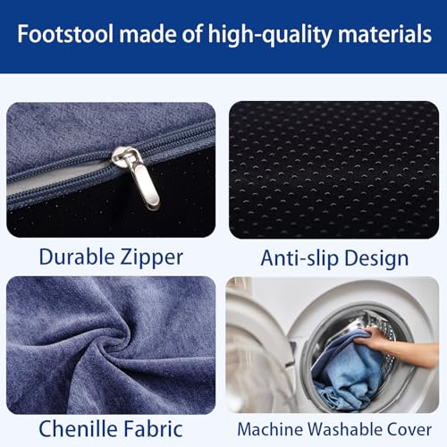 Foot Rest for Under Desk at Work, Ergonomic Under Desk Footrest with Washable Cover for Office, Home & Gaming Leg Elevation Pillow Blue - color: Blue