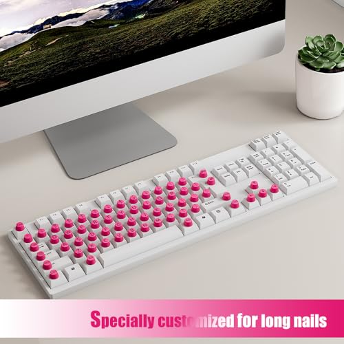 Raised Keyboard Stickers for Long Nails Compatible with Wired Wireless Keyboard Letters Keys Bubbles Keycaps Decal Comfortable Typing for Office Work Protector Accessories