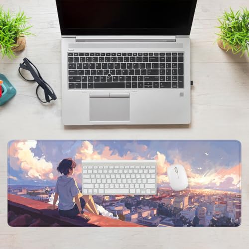 Anime Sunset Gaming Mouse Pad Golden Sky Dream XL Mouse Pad Large Mousepad Extended Laptop Keyboard Mat Gaming Desk Pad Mouse Mat Office Computer Keyboard Laptop 31.5"x11.8" - color: Anime Sunset, size: 31.5L x 11.8W inches