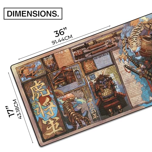 MPCO. Original Large Gaming Desk Mat – 36" x 17" Duraglyde Masterpiece Taimuzu Full Desk Mouse Pad for Smooth Precision – Non-Slip, Washable Extra-Large PC Mouse Pad for Gaming Sessions - color: DuraGlyde Taimuzu