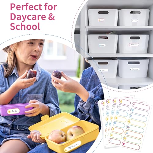 480 Pcs Labels for Kids Stuff Daycare, Waterproof Baby Name Label, Washable Bottle Labels, Reusable Self-Adhesive Tag Stickers for School Essentials, Self-Laminating Write-on (Weather) - style: Weather