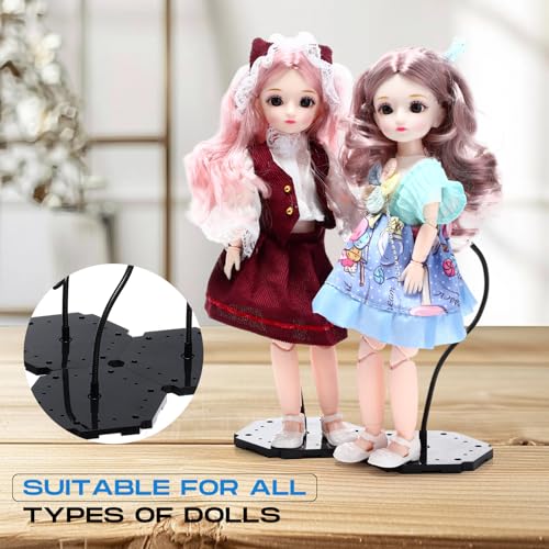 Wonderjune 12 Pcs Action Figure Stands for 8 to 12 Inches Dolls Flexible Assembled Action Figure Display Holder with Adjustable Metal Support Arm Stands Base Compatible with HG/RG 1/144 Toy (Black) - color: Black
