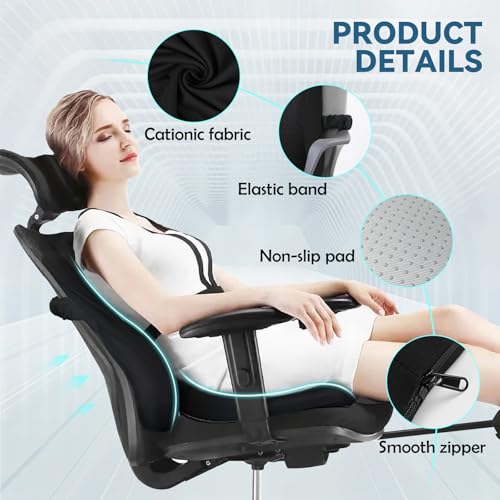 Seat Cushion & Lumbar Support Pillow for Office Chair,Memory Foam Chair Cushions for Tailbone Pain, Non-Slip Back Support for Desk,Gaming Chair,Wheelchair, Breathable & Machine Washable - color: Black