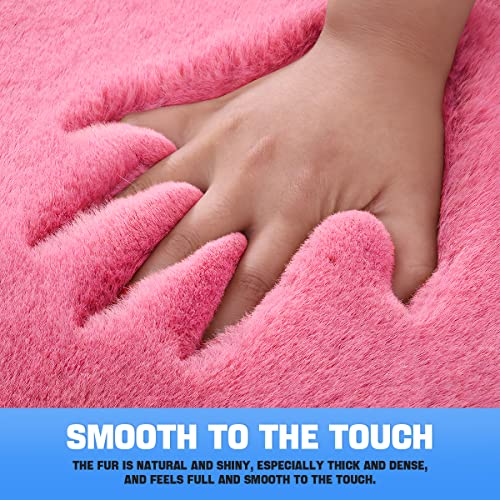 2Pack Car Front Seat Cushion, Soft Warm Faux Rabbit Fur Winter Auto Seat Cover, Fluffy Plush Vehicle Seat Protector Pad with Non-Slip Backing, Car Accessories for Home and Office Chair (Pink) - color: Pink