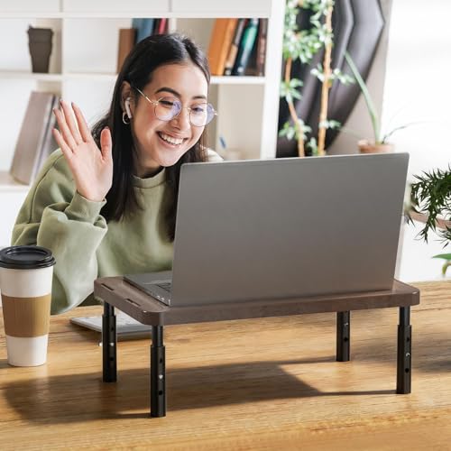 WALI Plastic Computer Monitor Stand with Storage, Desk Monitor Riser 3 Height Adjustable, Laptop Riser with Airflow Vents, Desk Organizer for Computer, Laptop, Printer (PTT002-C), 1 Pack, Brown - color: Brown, size: 14.6"L * 9.3"W,11" 1 Drawer