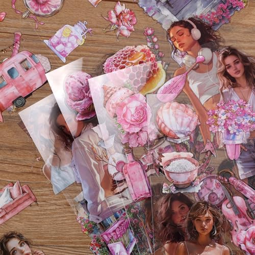 PET 20 Sheets 180 Pre-Cut Summer Stickers for Scrapbooking People Beach Scrapbook Sticker Transparent Stickers for journaling Junk journaling Supplies - color: Summer