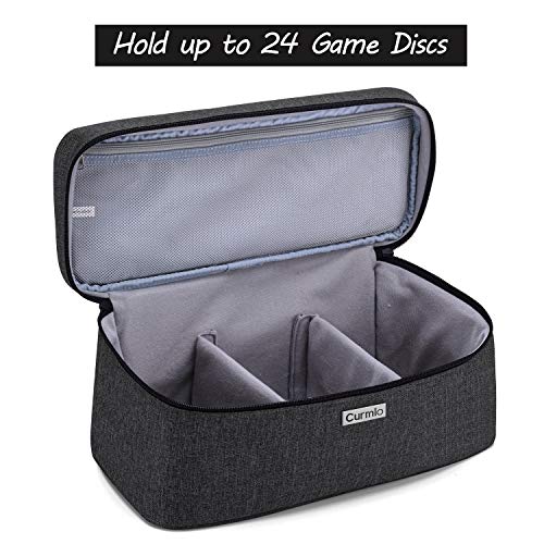 CURMIO Game Disc Storage Bag for up to 24 Discs, Universal Portable Gaming Disk Carrying Case Compatible for PS4/PS4 Pro/PS3/PS5/Xbox One/Xbox Series X/S, Black - color: Black