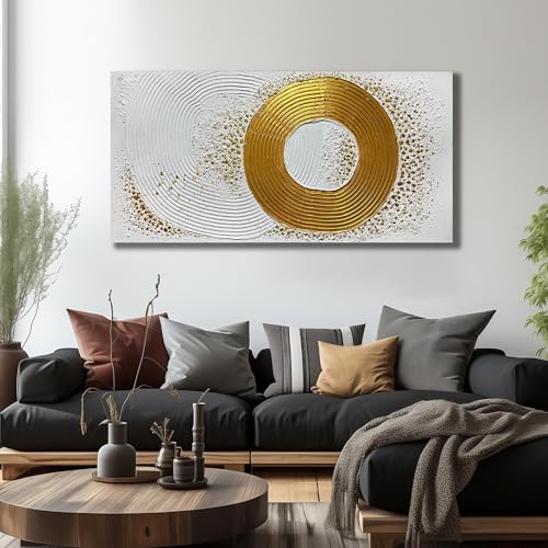 White and Gold Artwork for Wall Bedroom Large Abstract Wall Decor for Living Room Modern Oil Painting Wall Art for Office Size 29 x 58 Inch - color: Gold and White, size: 58"L x 29"W