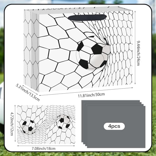 Hooqict Large Soccer Gift Bag Soccer Birthday Gift Bag with Handles, Wrapping Paper, Greeting Card for Kids Boys Teens Men Sports Themed Birthday Goodie Treat Party Favors - color: Soccer
