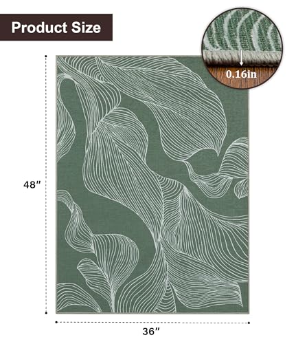 chakme Office Chair Mat for Hardwood Floor, 48"x36" Easy Glide Computer Desk Mat Protector for Rolling Chair Under Desk Rug Nonslip Backing, Machine Wash, (Leaf) - color: Green Leaf, size: 36"x48"