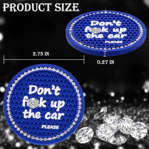 2PCS Bling Crystal Rhinestone Cup Holder Coaster – 2.75 Inch Anti-Slip Auto Insert Cup Coaster – Sparkling Interior Decor Accessories for Cars & Vehicles (Blue & White) - color: Alphabet Blue & White, size: 2 pcs