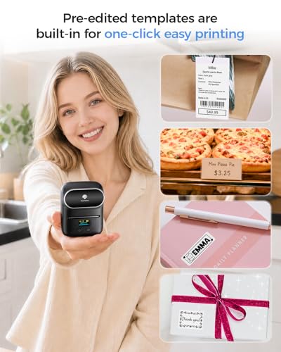 Phomemo M110 Label Makers - Barcode Label Printer Bluetooth Label Maker Portable Thermal Printer for Small Business, Address, Barcode, Logo, Clothing, Mailing, Sticker Printers for Phone & PC, Black - color: Black