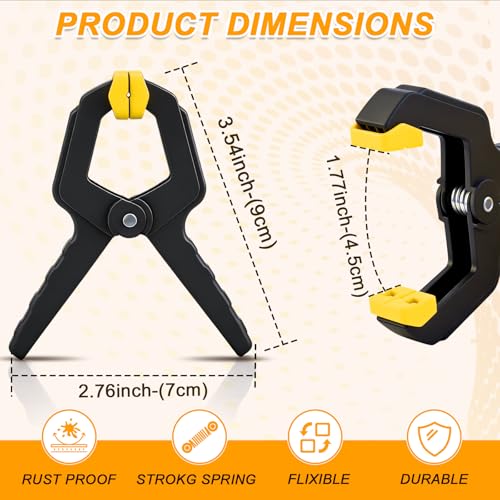 20 Pack Spring Clamps, Heavy Duty Plastic Woodworking Clamps & Multi-Use Hanging Clips for Balloon Arch Clips, Tarp Clips & Backdrop Holder, Durable Hand Tool Kit - color: Yellow-20pcs