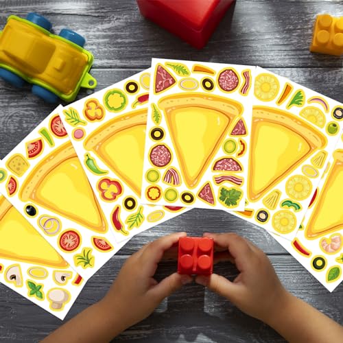24 Sheets Make Your Own Pizza Stickers for Kids, Pizza Party & Family Night, Food Stickers, Motivational Reward Stickers for Teachers and Students - style: Pizza Stickers