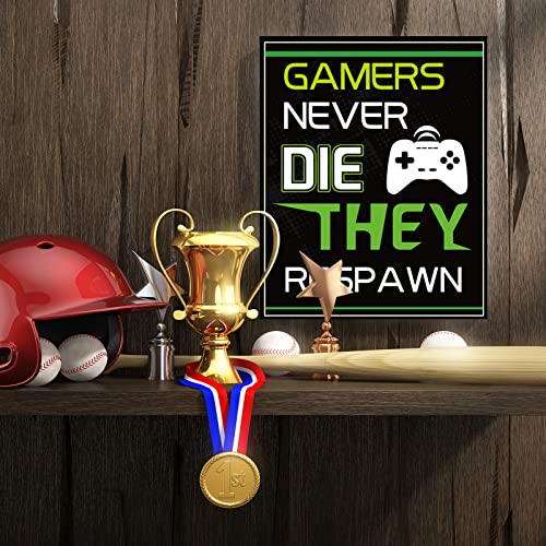 Sumind 10 Video Game Poster Sign Gamer Art Print Boy Game on Birthday Party Wall Decoration, Inspirational Words Quote Poster 10 x 8 Inch Wall Gaming Art for Kids Boy Bedroom Decor, No Frame (Green) - color: Green