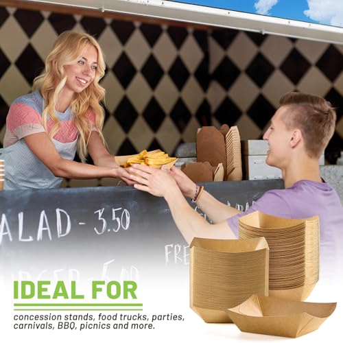 ZORRITA Small Paper Food Trays, 1/2 Lb, 120 Pack, Disposable | Mini Brown Paper Food Boats, Serving Baskets, For Party Nachos Fries Tacos Snacks Treats - size: 1/2 lb