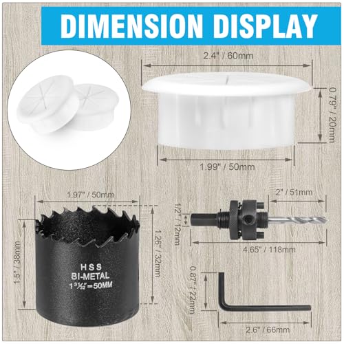 2" White Desk Grommet, JTemgle Flexible Cable Grommet with Bi-Metal Hole Saw Rubber Cable Hole Cover Wire Organizer Caps Desktop Cord Management for Home Office TV Stands Tabletops, 7 Pieces - color: White, size: 2" / 50mm