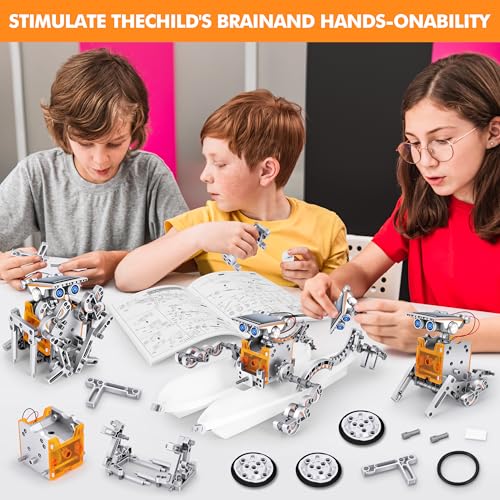 STEM 13-in-1 Education Solar Power Robots Toys for Boys Age 8+, Educational Toy DIY Science Kits for Kids, Building Experiment Robotics Set Birthday Gifts for 8+ Years Old Boys and Girls - color: Silver