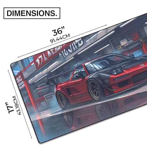 MPCO. Original Large Gaming Desk Mat – 36" x 17" Duraglyde Manga Motors Nikos-NSX Full Desk Mouse Pad for Smooth Precision – Non-Slip, Washable Extra-Large PC Mouse Pad for Gaming Sessions - color: DuraGlyde Nikos-NSX