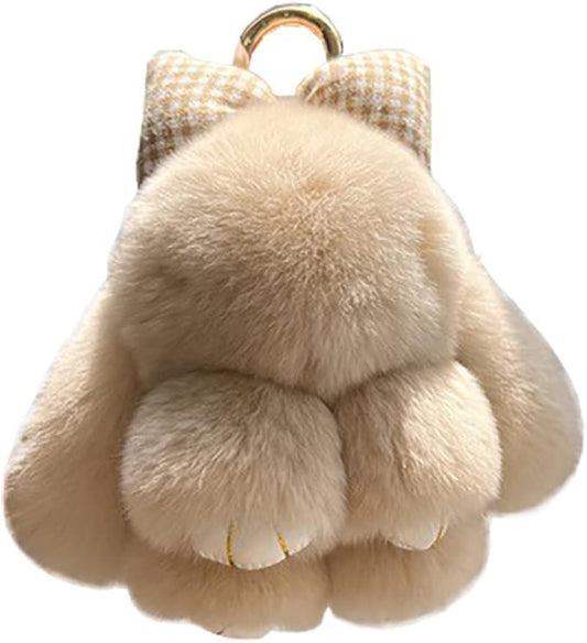 Handmade Soft Bunny Keychain, Includes Matching Tin, Charming Rabbit Design, Perfect for party gifts, Christmas. - color: Khaki, size: big