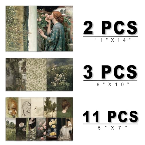ANERZA 16 PCS Vintage Wall Art Decor, French Country Gallery Wall Prints for Bedroom, Farmhouse Posters for Living Room Aesthetic, Rustic Collage Kit Pictures, Cottagecore Dorm Home Decor - color: DarkSeaGreen, size: 11"x14" Unframed
