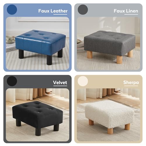 Small Foot Stool Ottoman, Velvet Footstool Ottoman Foot Rest for Couch, Rectangle Footstools and Ottomans Small for Living Room, Entryway and Bedroom (Black) - color: Black (Velvet)