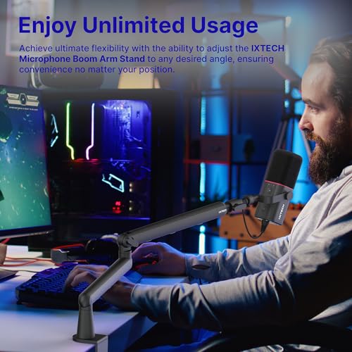 IXTECH Microphone Boom Arm, Low Profile 360° Swivel Mic Boom Arm, Adjustable Microphone Arm with Detachable Rise Column and Built-In Cable Management for Streaming and Recording. - color: 6 VIPER