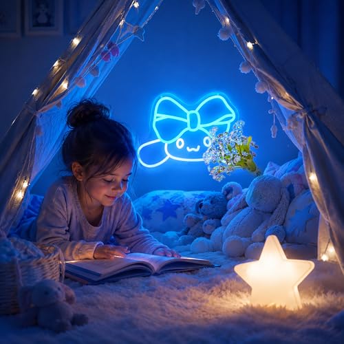 Neon Sign, Anime Neon Signs for Wall Decor LED Light up Signs Home Decor for Bedroom, Man Cave, Gaming Room, Party, Club, Pub, Bar Decoration Christmas Halloween Easter Gift USB Operated - color: Ice Blue