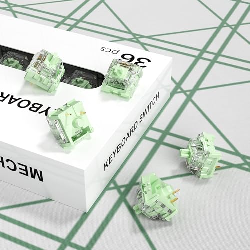ZhouWang Jasmine Green Switch,3 Pin Replacement Pre-Lubricated Dustproof Clicky Keyboards Switch,Suitable clickers for 3D Prints and MX Mechanical Keyboard(72Pcs) - color: Jasmine(Clicky), size: 72Pcs