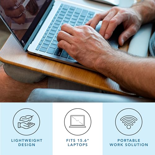 LAPGEAR Home Office Pro Lap Desk with Wrist Rest, Mouse Pad, and Phone Holder - Oak Woodgrain - Fits up to 15.6 Inch Laptops - Style No. 91599 - color: Oak Woodgrain, size: Home Office Pro W/Wrist Rest