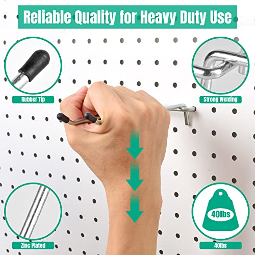 G.CORE 10 Pack Pegboard Hooks, Peg Board Tool Utility Hooks & Hangers Fit 1/4" Pegboards, Heavy Duty Metal Peg Board Shelving Hooks, Wall Organizers and Storage for Craft Room Garage Workbench Office - color: Silver