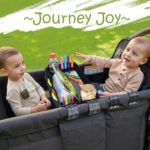 Babenest Stroller Snack Tray for Wonderfold Wagon W2, Foldable Thickened Snack Tray with Cup Holder, Storage Mesh Bag & Pen Slot, Easy to Clean Snack Board for Drawing - size: W2