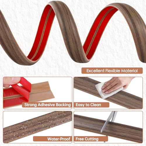 Floor Cord Cover for Wires on Floor Self Adhesive Cord Hider Floor Cable Management Wire Covers for Cords Protector Prevent Cable Trips Cord Cavity W 0.32" x H 0.32", Misty Brown Wood, 10Ft - color: Misty Brown Wood, size: 0.78 In x 10 Ft