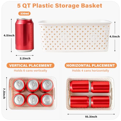 10 Pack Small Plastic Storage Bins with Lids, Stackable Plastic Storage Baskets for Organizing with Handles, Organizer Bins with Labels for Room, Craft, Containers for Pantry Organizers and Storage - color: Cream White