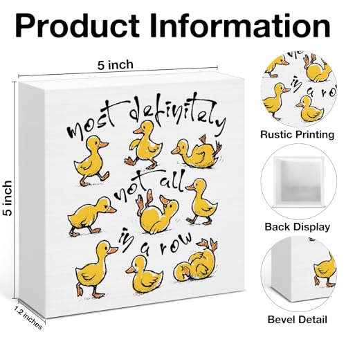 Mental Health Decor, Ducks Most Definitely Not All In A Row Wooden Sign Office Home Decor for Desk Table Shelf, Funny Gifts for Coworker Friend 5 x 5 Inches - color: most