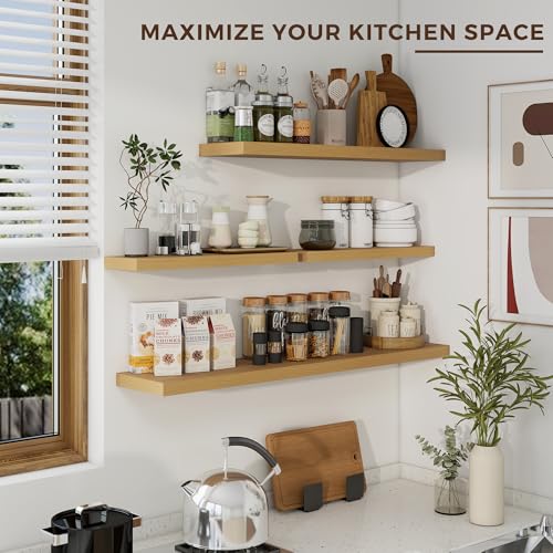 Dreamland 72 Inches Floating Shelves for Wall, 9.8" Deep Long Floating Shelves Set of 1, Large Display & Storage Shelf, Wall Shelf for Bathroom Bedroom Living Room Kitchen Office, Oak - color: Oak, size: 72"W x 10"D, Set of 1