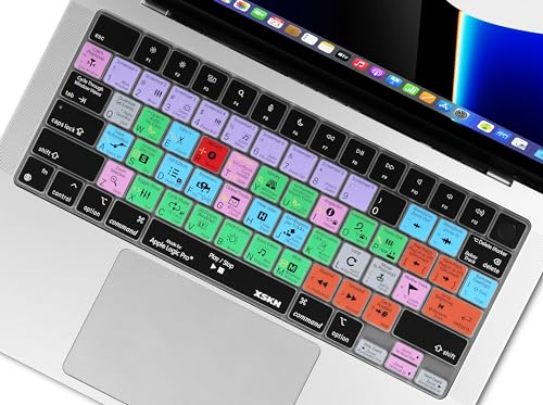 XSKN Logic Pro Shortcut US Version Keyboard Cover Skin for 2026-2021 MacBook Pro 14 16 inch MacBook Air 13 15 inch with M5/M4/M3/M2/M1 and MacBook Neo