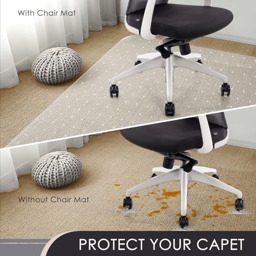 Kuyal Office Chair Mat for Carpet, 32x55 Clear Heavy Duty Computer Chair Mat with Lip, Under Desk Protector Carpeted Floors Mat, Easy Chair Movement,Ship Flat - size: 32" X 55" with Lip