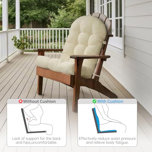 Rocking Chair Cushions Set - Non-Slip Adirondack Chair Cushions with Ties Indoor/Outdoor Rocking Chair Pad for Living Room, Bedroom, Balcony, Office - color: Indoor Beige