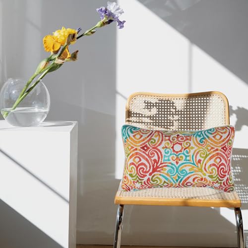 FUNHOME Outdoor Indoor Lumbar Pillow Covers ONLY, Water-Repellent Fade-Resistant Patio Lumbar Cases 12” x 20”, Throw Pillowcase Shell for Garden Furniture Use -Corinthian Dapple - color: Corinthian Dapple, size: 20"L x 12"W(No Insert)