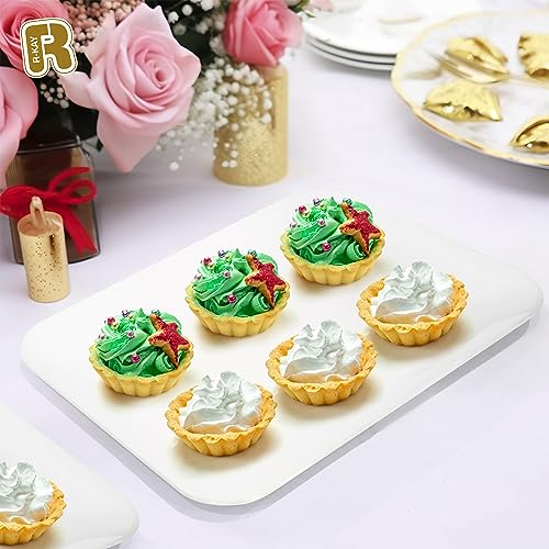 R-kay 3 Pack White Plastic Serving Trays for Party - Rectangular, 8 by 11 in, Heavy Duty Dessert Trays for Food - color: White