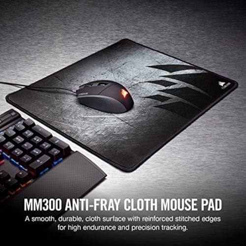 Corsair MM300 - Anti-Fray Cloth Gaming Mouse Pad - High-Performance Mouse Pad Optimized for Gaming Sensors - Designed for Maximum Control - Medium - size: 11.8L x 11.8W inches