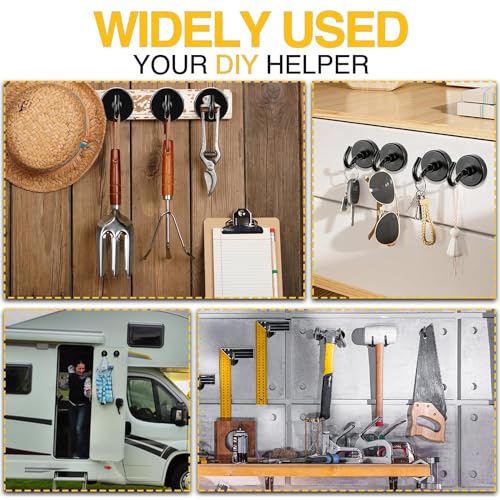 DIYMAG Magnetic Hooks,170lbs Heavy Duty Magnets with Hook Black 12 Pack | Rare Earth N52 2026 Cruise Cabin Ship Essentials for Fridge Hanging Classroom Beach Vacation Kitchen Grills Home Must Have - color: Black, size: 1.41in