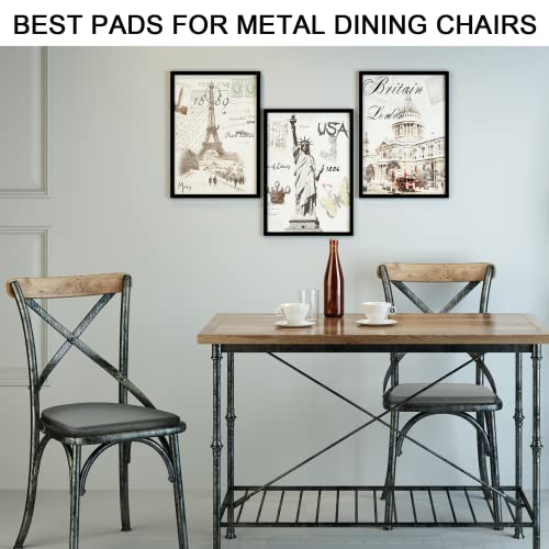 BUYUE 14" Metal Chair Cushion with Magnetic 1 Piece, Luxury PU Leather Waterproof Anti-Slip Seat Pad for Kitchen Cafe Dining Bistro Stackable Chairs (U-Shape, Dark Gray, 1) - color: Dark Gray, style: U-shape-1 Pcs